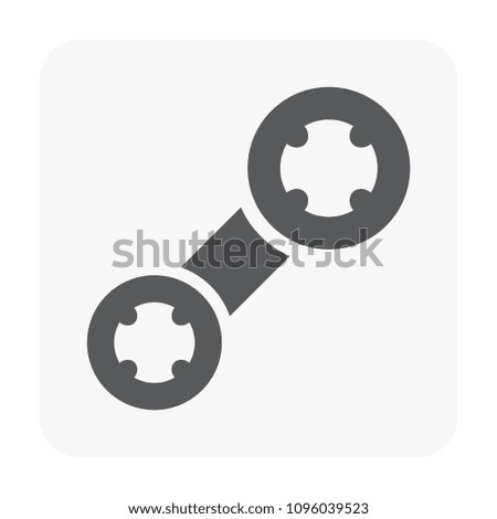 Car part and tool icon on white.