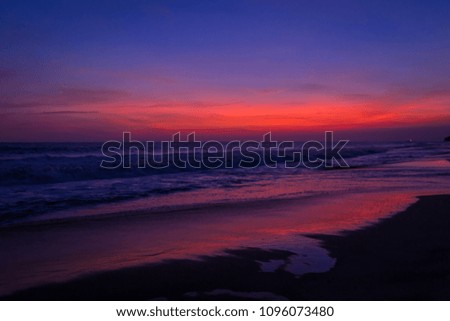 Landscape of sunset on paradise tropical beach in Sri Lanka