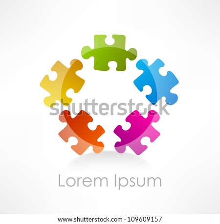 Colorful puzzle piece vector icon