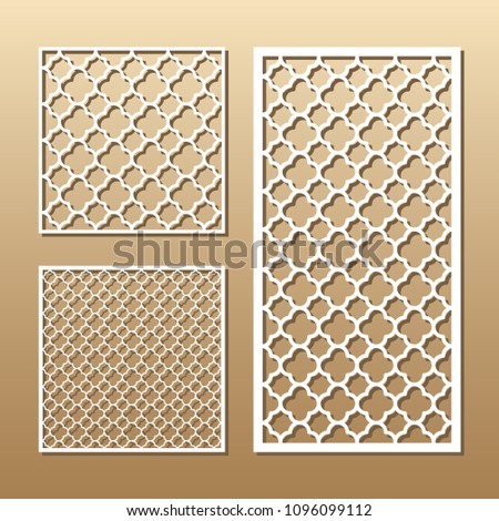 Die cut card. Laser cut vector panel. Cutout silhouette with geometric pattern. A picture suitable for printing, engraving, laser cutting paper, wood, metal, stencil manufacturing. 