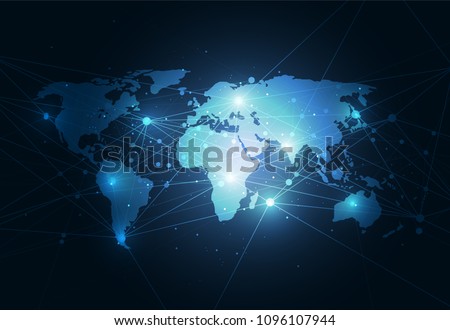 Global network connection. World map point and line composition concept of global business. Vector Illustration Royalty-Free Stock Photo #1096107944