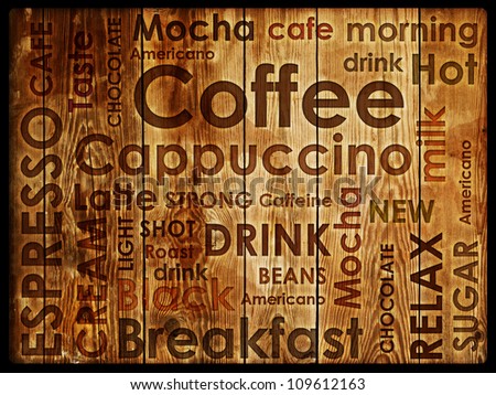 sorts of coffee on wood background