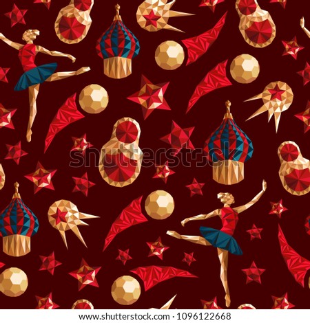 Russian seamless pattern wallpaper, traditional elements, background soccer
