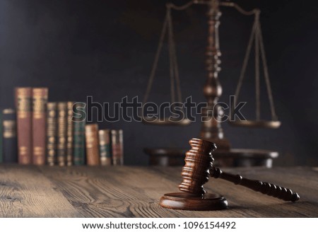Law symbols. Old library.