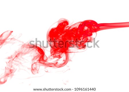 Red smoke on a white background, Abstract red smoke.