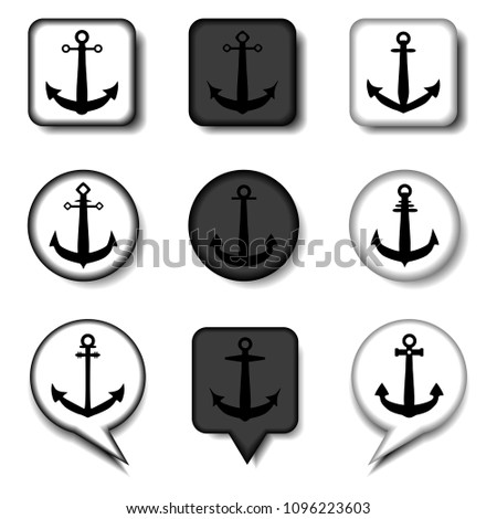 Vector icon illustration logo for set symbols sea anchor from the ship for travel. Anchor pattern consisting of flat design with elements mobile web apps. Collection modern infographic icons anchors.