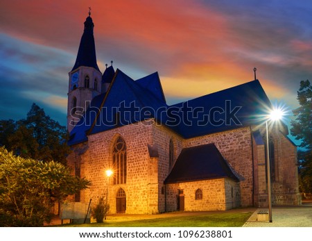 Nordhausen St Blasii church sunset in Thuringia Germany