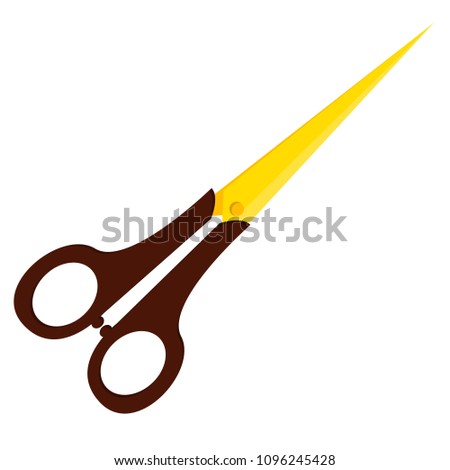 Retro vintage metal dark wood gold luxury scissors hairdresser for hairstyle grooming pet vet dog cat female male barbershop beauty salon Modern flat vector illustration icons Isolated on white