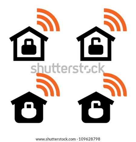 Open and closed home wireless network icons