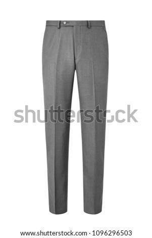 Light grey formal mens trousers isolated on white background Royalty-Free Stock Photo #1096296503