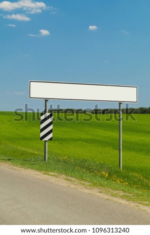 Background for design, billboards on city streets and along roads with blue sky