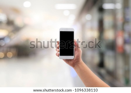Close up, mock up smartphone with blurred background