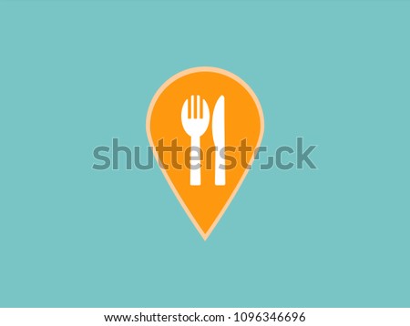 Restaurant place on map. Pin icon vector. Location sign