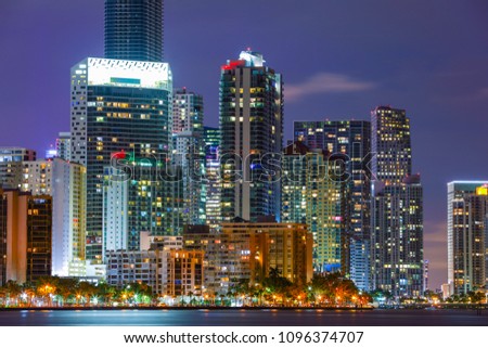 Night image of a metro city Miami