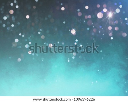 Light Bokeh White and Pink on Blurred Background of Dark Green and Green Fog ,Free Copy Space.