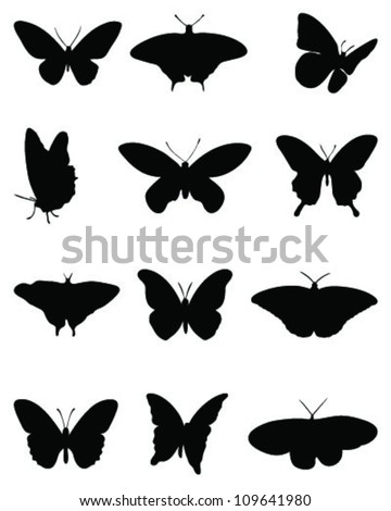 Silhouettes of butterflies =vector