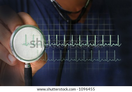 Stethoscope with heart beat