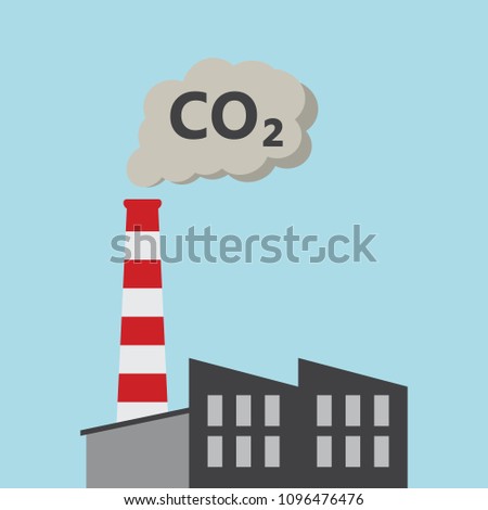 Factory Power Plant Emitting CO2 Pollution 