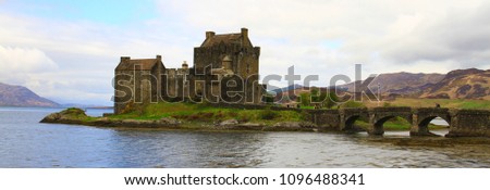 Eilean Donnan Castle in Scotland, surrounded by lake