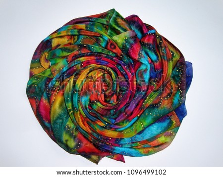 Female silk scarf. Texture of silk.
