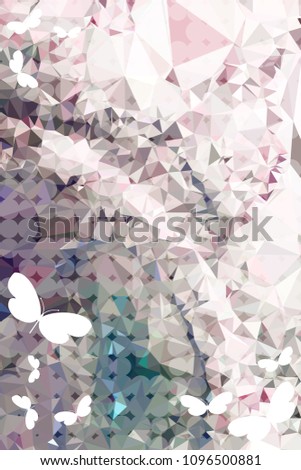 Abstract vertical background with flying butterflies and dots. Vector clip art.
