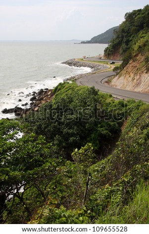 road at sea coastline,Chantaburi, Thailand