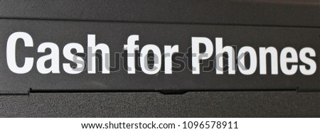 Cash for Phones Sign in White with Grey Background