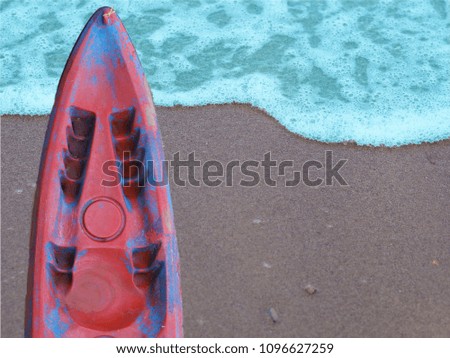 top view  kayak empty on the sea .