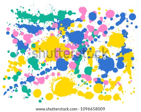 Gouache paint stains grunge background vector. Rusty ink splatter, spray blots, mud spot elements, wall graffiti. Watercolor paint splashes pattern, smear liquid stains splatter background.