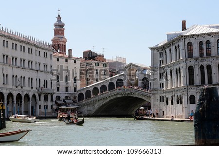 View of Venice the Rialto bridge and the Canal Grande