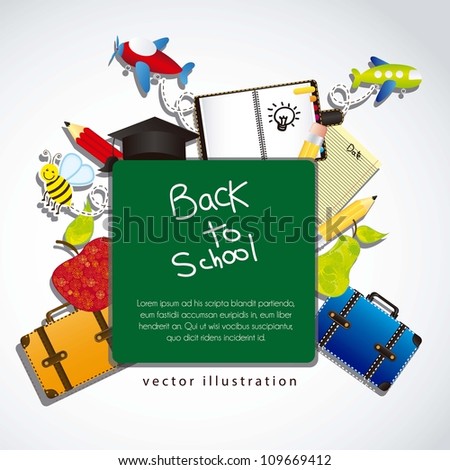 illustration back to school, with school elements, vector illustration