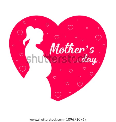 Silhouette of a mom in a heart. Mother day