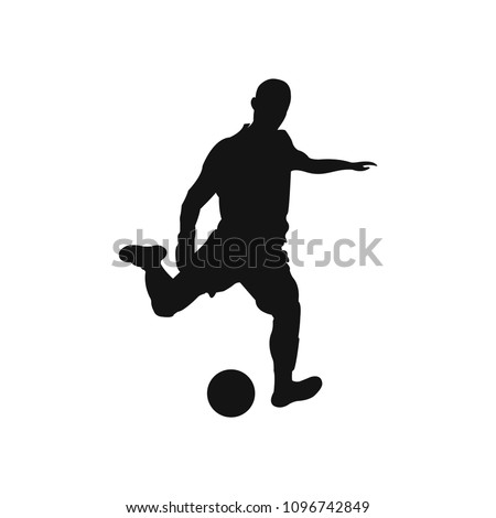 Football Player shooting a ball silhouette vector illustration isolated on white background Royalty-Free Stock Photo #1096742849