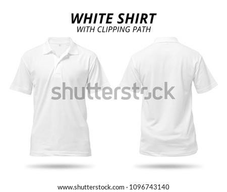 White shirt isolated on white background. Blank clothing for design. ( Clipping path ) Royalty-Free Stock Photo #1096743140