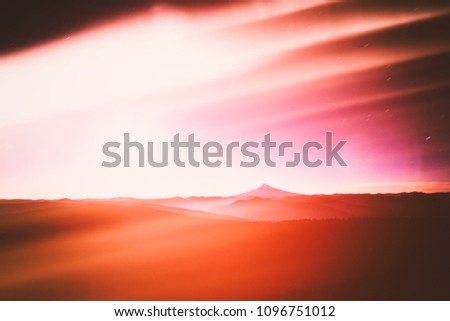 Photo illustrative stylized mountain landscapes with flares