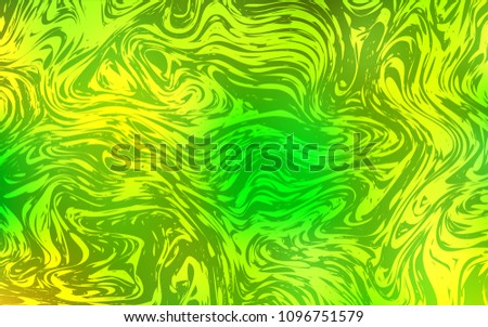 Light Green, Yellow vector pattern with curved circles. Glitter abstract illustration with wry lines. Textured wave pattern for backgrounds.