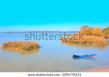 Uluabat lake with boats and trees - Golyazi, Bursa