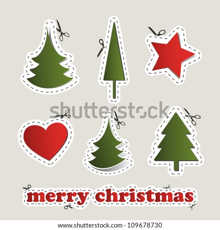 Blank Christmas Labels with Scissors