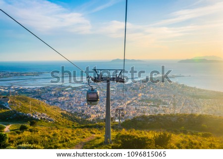 View of the sicilian city Trapani from a chair lift leading to the erice village, Italy
 Royalty-Free Stock Photo #1096815065