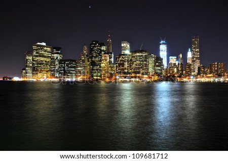 Manhattan skyline at night, New-York, USA