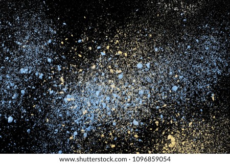 Colorful powder, isolated on black background, texture with clipping path