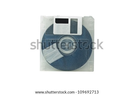 Diskette in white on a white background.