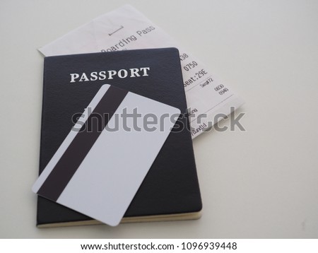 Vector passport with tickets. Air travel concept. Flat Design citizenship ID for traveler isolated. black international document - pasports illustration.