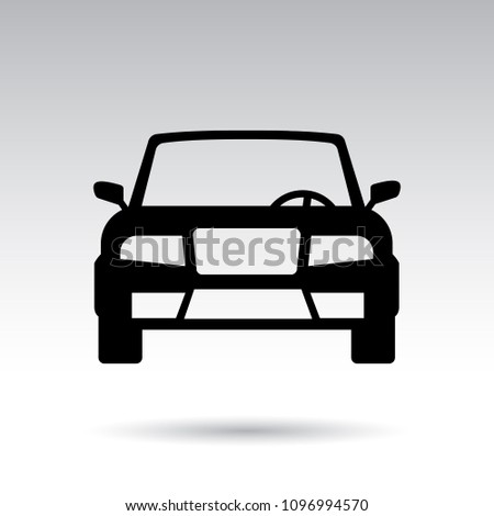 car front simple, black and white pictogram 