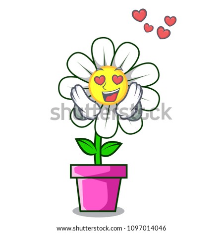 In love daisy flower mascot cartoon