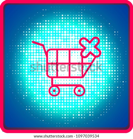 Shopping cart with cross sign. Cancel or delete purchase simple icon isolated on white background. Store trolley with wheels. Fat vector Illustration. Good for web and mobile design.