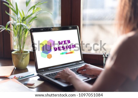 Laptop screen displaying a web design concept