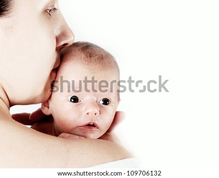 Newborn baby in mother hand