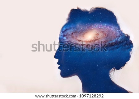 Girl with galaxy in head