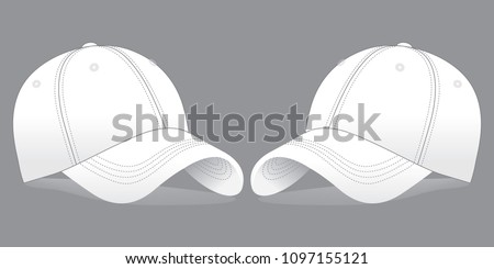 White Baseball Cap Template Vector On Gray Background.
Perspective View.